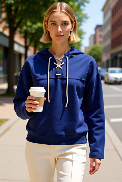 BENERLY Hanorac tricotat pentru femei, cu glugă, cu mâneci standard și detali...