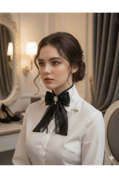 LO ADORO Kadın Kravat Özel Üretim Fiyonklu Kadın Yaka Aksesuarları