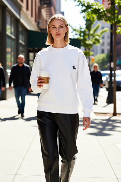 BENERLY Women's Crew Neck Low Sleeve 100% Cotton Sweatshirt Functional Durabl...