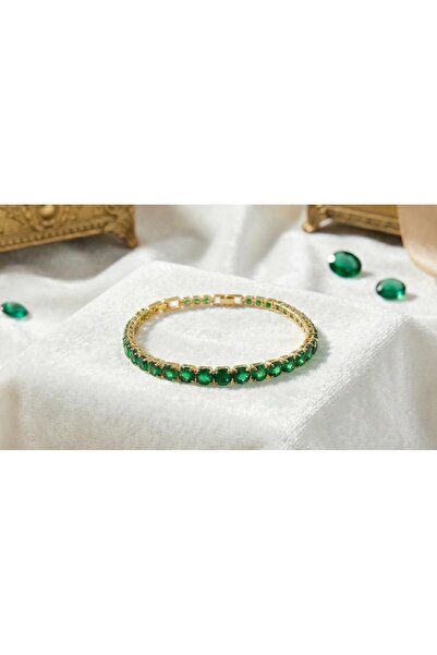 Handmade Bratara Tennis Verde De Lux