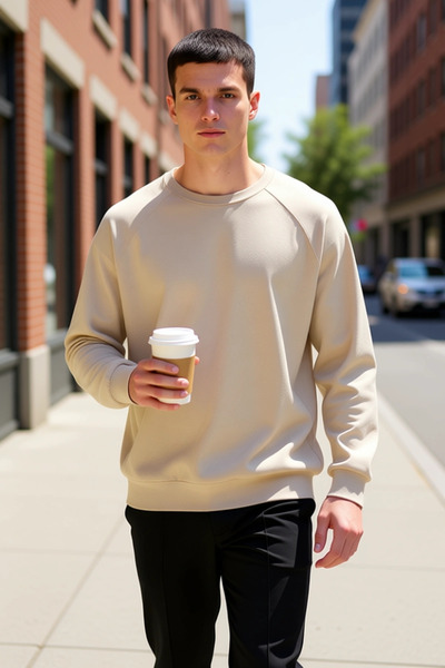 BENERLY Ανδρικό φούτερ με λαιμόκοψη ποδηλάτου, μανίκια ρεγλάν, oversized εφαρ...