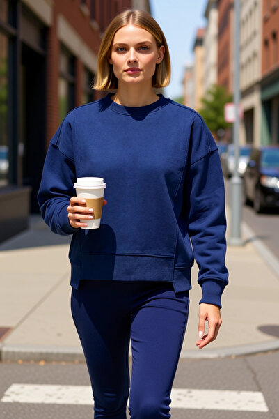 BENERLY Γυναικείο φούτερ με χαμηλό λαιμό, 100% βαμβακερό, λειτουργικό, ανθεκτ...