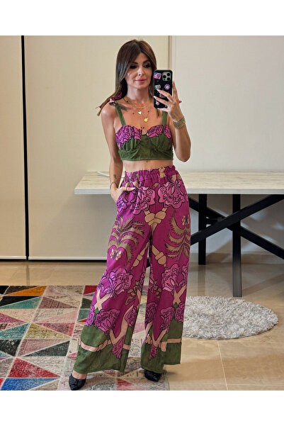 OEMN Compleu Dama Lejer - Set Top si Pantaloni Print Veracruz