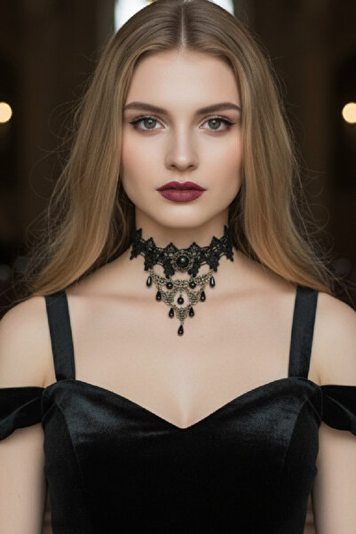 ZETCONCEPT Zet Style “Raven Mourne – Kuzgunun Ağıtı” Siyah Dantel Choker Goti...