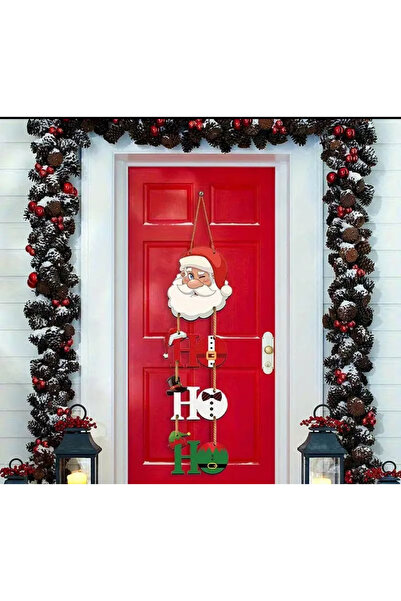 Portakal Ağaç Tasarım Noel Baba Ahşap Kapı Süsü