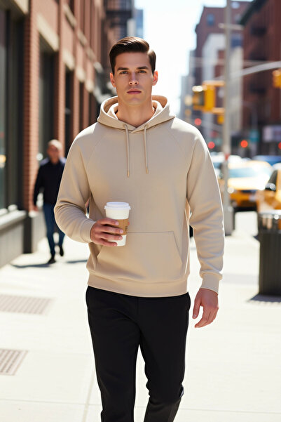 BENERLY Ανδρικό φούτερ με κουκούλα και μανίκια ρεγκλάν, ίσια γραμμή, λειτουργ...