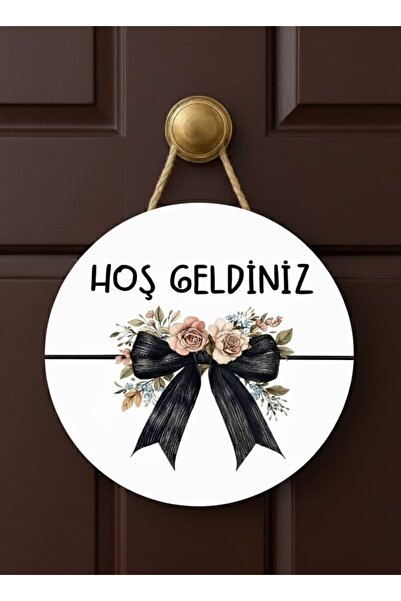 e&a care Hoşgeldiniz Kurdele Kapı Süsü Ahşap MDF UV Baskı 2D
