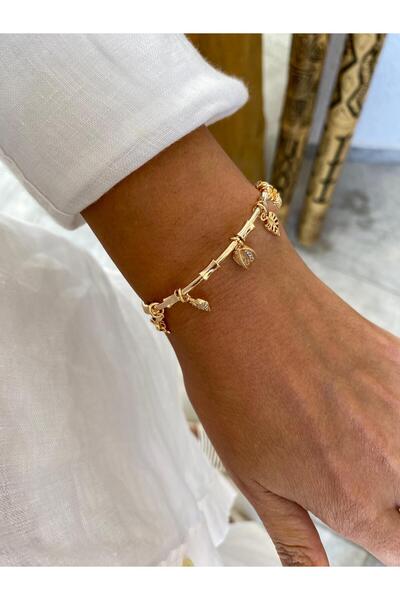 FASHION سوار Pndr موديل أناناس وأوراق الشجر قابل للتعديل باللون الوردي