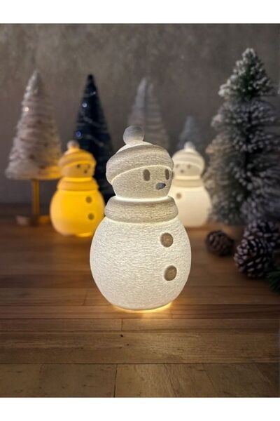 Laraheiser YILBAŞI - Kardan Adam Işıklı Figür - 12 cm - Kış Temalı Masaüstü -...