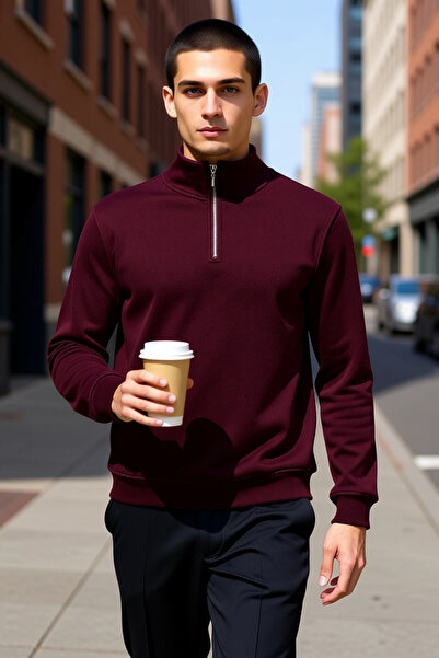 BENERLY Men's Mock Neck Zippered Standard Sleeve Regular Fit Sweatshirt Funct...