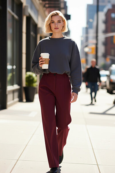 BENERLY Women's Crew Neck Low Arm Long Sleeve Crop Knitted Sweatshirt Functio...