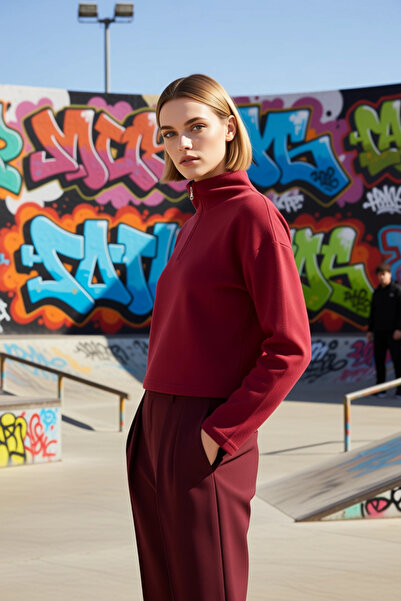 BENERLY Hanorac tricotat pentru femei, cu guler înalt, mâneci scurte, cu ferm...