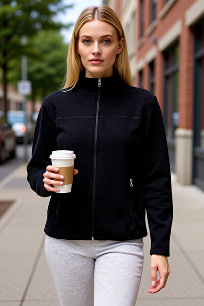 BENERLY سترة نسائية محبوكة بسحاب وقصة عادية موديل ياقة مرتفعة متوسطة الطول عم...