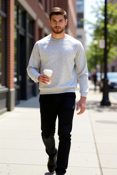 BENERLY Ανδρικό φούτερ με λαιμόκοψη ποδηλατικού τύπου, μακρυμάνικο, λειτουργι...