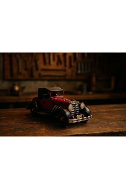VALENZA STORE Dekoratif Metal Eskitme Kırmızı Araba -Vintage Model -Hediyelik