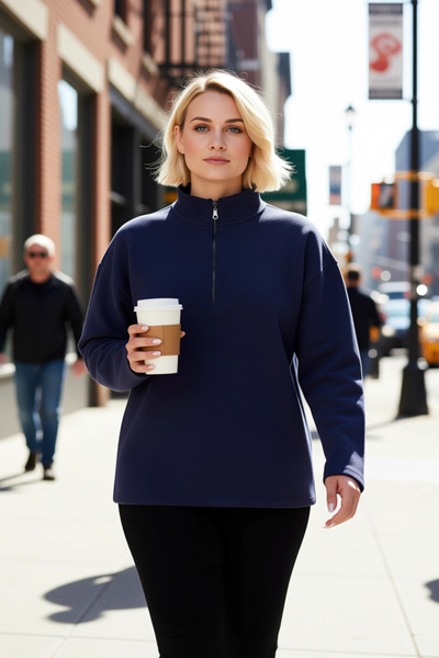 BENERLY Hanorac tricotat pentru femei, cu guler înalt, cu fermoar, cu mânecă ...