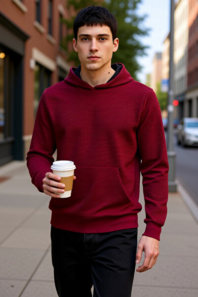 BENERLY Men's Hooded Standard Sleeve Ottoman Woven Regular Fit Sweatshirt Fun...