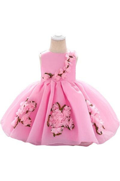 OEM Rochiță elegantă roz cu imprimeu floral pentru fetițe de 6 luni