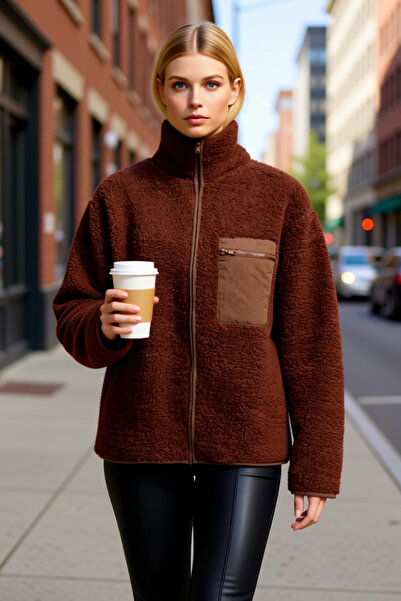 BENERLY Ženska Visoka kragna majica sa niskim rukavima i punim zatvaračem Pli...