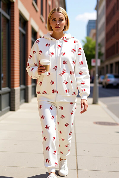 BENERLY Γυναικείο φούτερ με κουκούλα και φερμουάρ στα μανίκια, με στάμπα, λει...