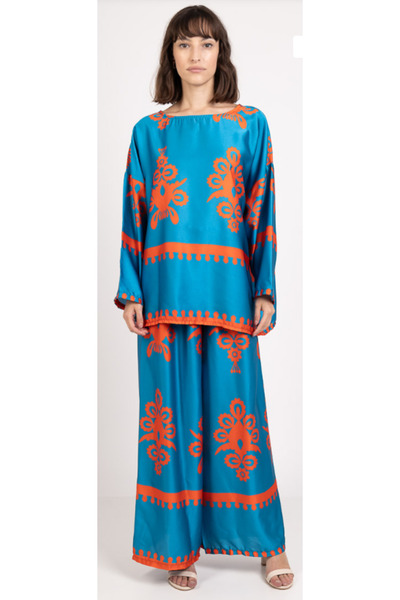 OEMN Compleu Dama Bluza si Pantaloni Satin - Jade