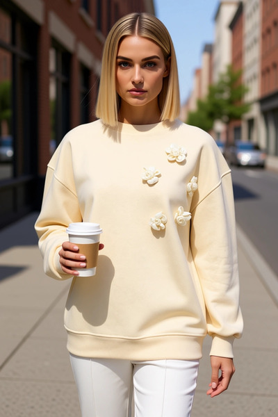 BENERLY Women's Crew Neck Low Arm Long Sleeve Knitted Sweatshirt Functional D...