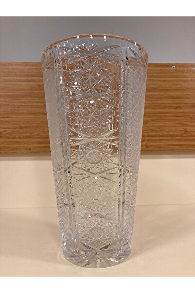 PLUS HOME VAZO KESME KRİSTAL CAM YILDIZ DESEN YÜKSEKLİK:28CM ÇAP:15CM