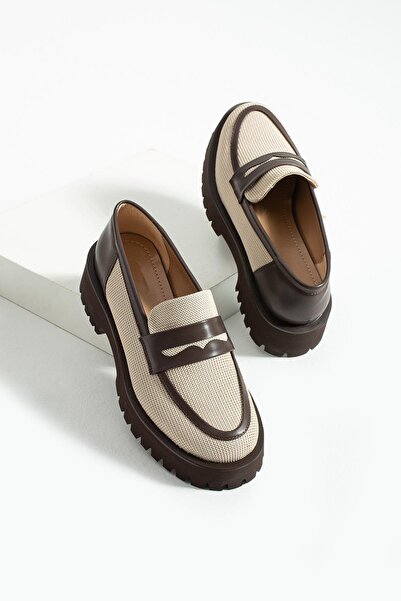 tivana حذاء لوفر نسائي كاجوال بنعل عالٍ من فيلا - بيج وبني