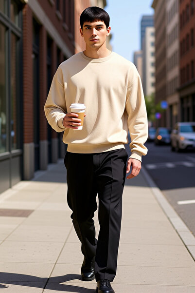 BENERLY Men's Crew Neck Standard Sleeve Oversized Mold Sweatshirt Functional ...