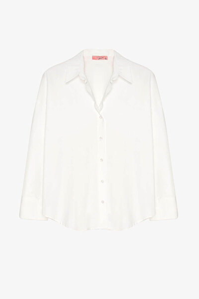 Quzu Long Sleeve Ecru Women's Shirt Gml00787