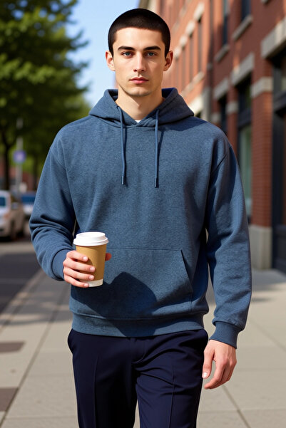 BENERLY Men's Hooded Low Arm Long Sleeve Oversized Mold Sweatshirt Functional...