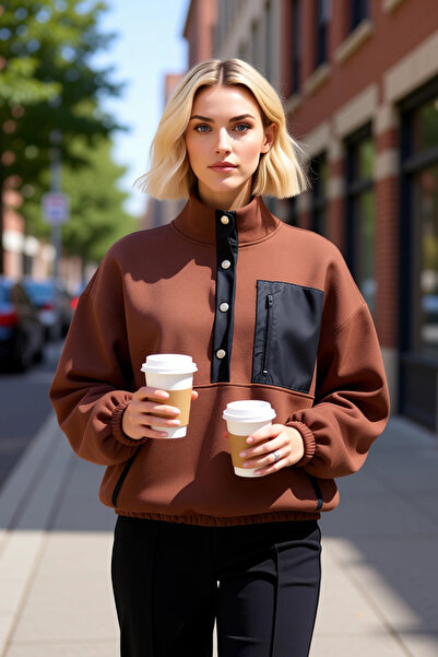 BENERLY Ženska Visoka kragna majica sa niskim rukavima i dugim rukavima, funk...