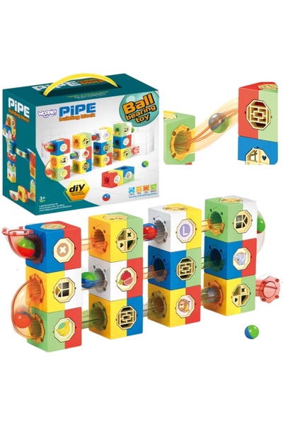 woopie 3D Construction Set Ball Track with Frames, Curves and Modular Pieces, children's toy