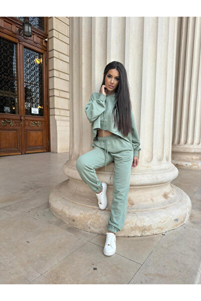 OEMN Women's 2-Piece Cotton Set - 2-Piece Crop Hoodie and Pants Set