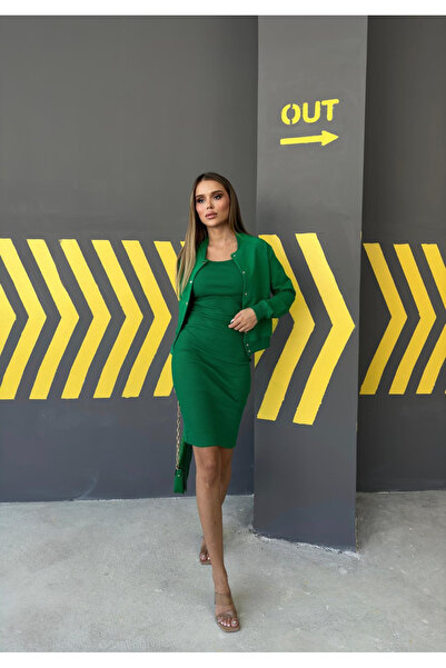 OEMN Compleu dama rochie tetra cu bretele si bluza hanorac