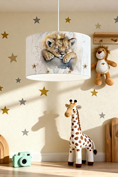 EVPANYA Yavru Uyuyan Kıral Aslan Desenli Çocuk Odası Avize