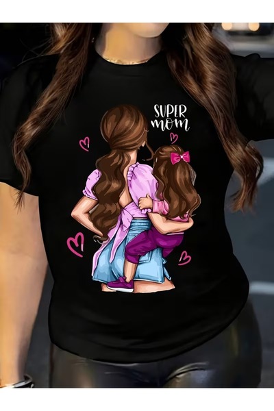 EYMORA تي شيرت برقبة دائرية من فيجر مطبوع