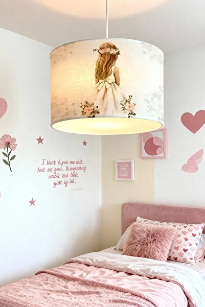 EVPANYA Sade Sarı Saçlı Prenses Desenli Çocuk Odası Avize