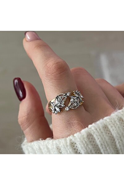 SU PERİSİ TAKI BİJUTERİ خاتم ذهبي قابل للتعديل مرصع بأحجار الزركون