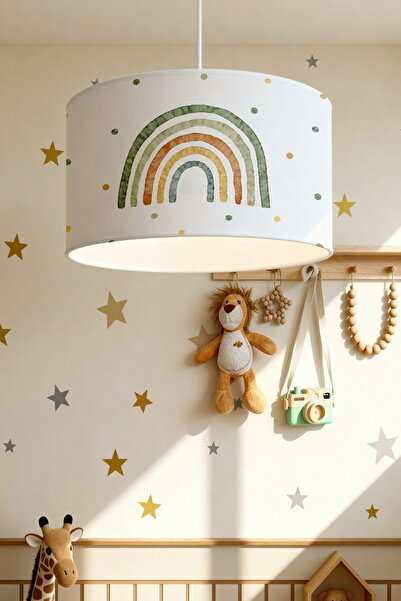 EVPANYA Yeşilli Gökkuşağı Desenli Çocuk Odası Avize