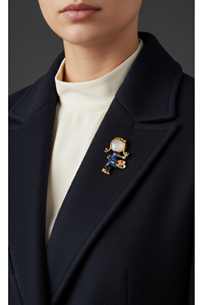 Efe Aks Mineli Sanatçı (Ressam) Figür Broş - Paletli ve Fırçalı Mesleki Aksesuar