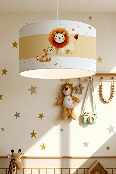 EVPANYA Aslan ve Minik Dostu Desenli Çocuk Odası Avize