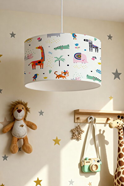 EVPANYA Çocuk Boyama Safari Desenli Çocuk Odası Avize