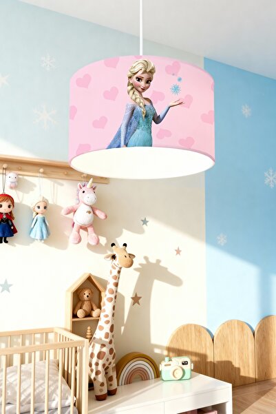 EVPANYA Yeni Pembe Elsa Desenli Çocuk Odası Avize