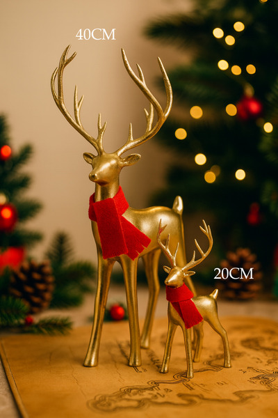 ABC Design Dekoratif 3D Baskı Geyik Biblo 40CM GOLD