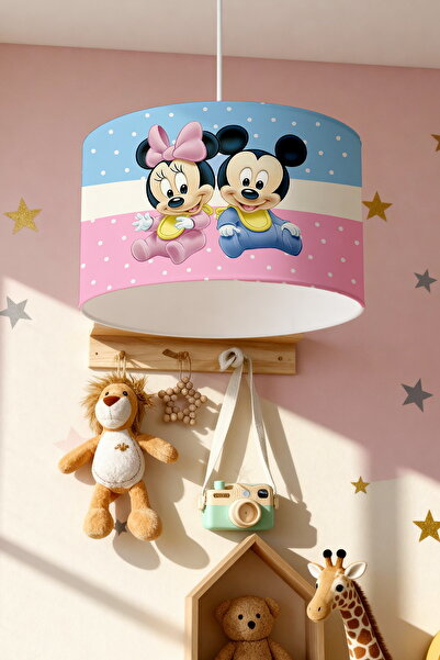 EVPANYA Pembe Mavi Mickey Desenli Çocuk Odası Avize