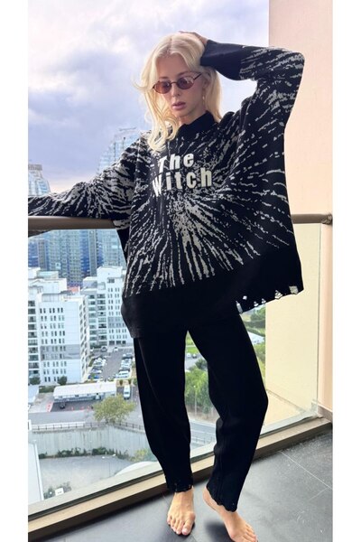 Homay Women's Oversized Patterned Hole Detailed Knitwear Double Set