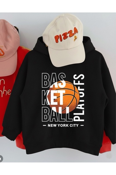 LORVEX Swea pentru copii supradimensionată tricou – Imprimată cu baschetul di...