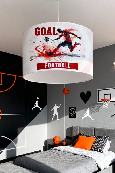 EVPANYA Kırmızı Futbolcu Desenli Çocuk Odası Avize