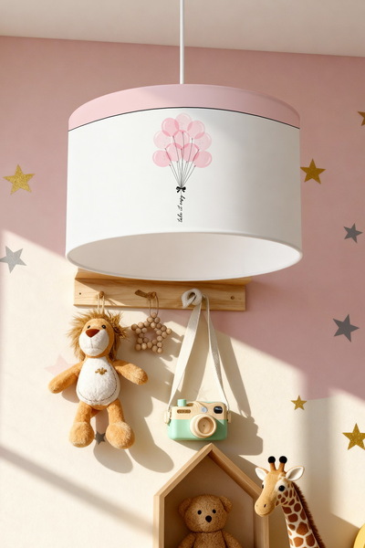 EVPANYA Pembe Balonlar Desenli Çocuk Odası Avize